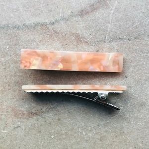 Pearlescent Pink Resin Hair Clips (2.5" Set of 2)